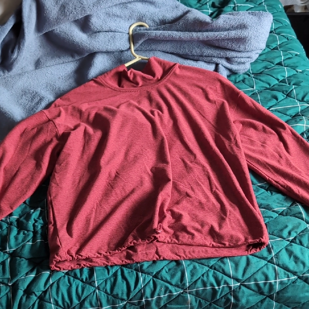 Casual Red Long Sleeve Top